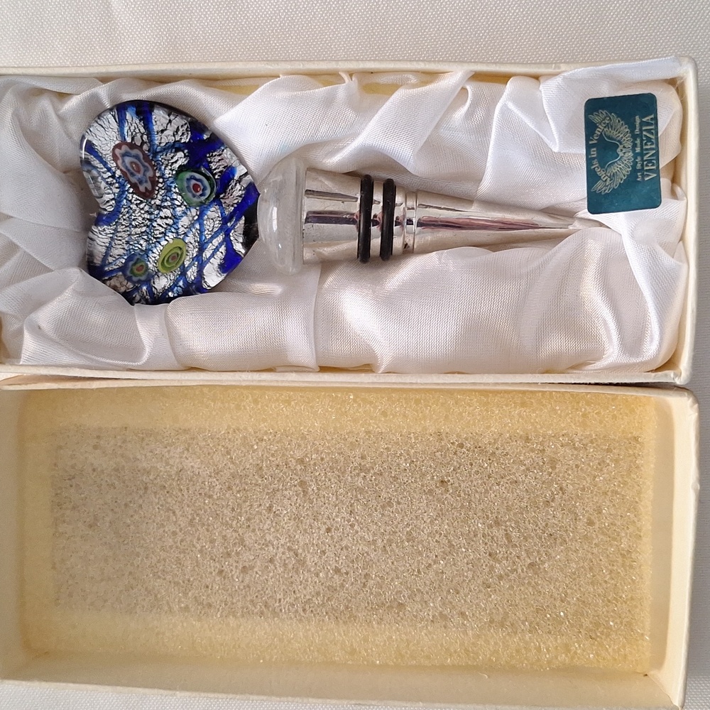Venitian Glass Wine Stopper In Original Box